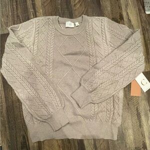 Cozy cable knit textured oatmeal sweater